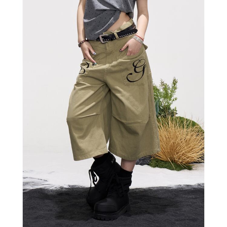 フラップポケット ワイド クロップド パンツ ◆2col L60119