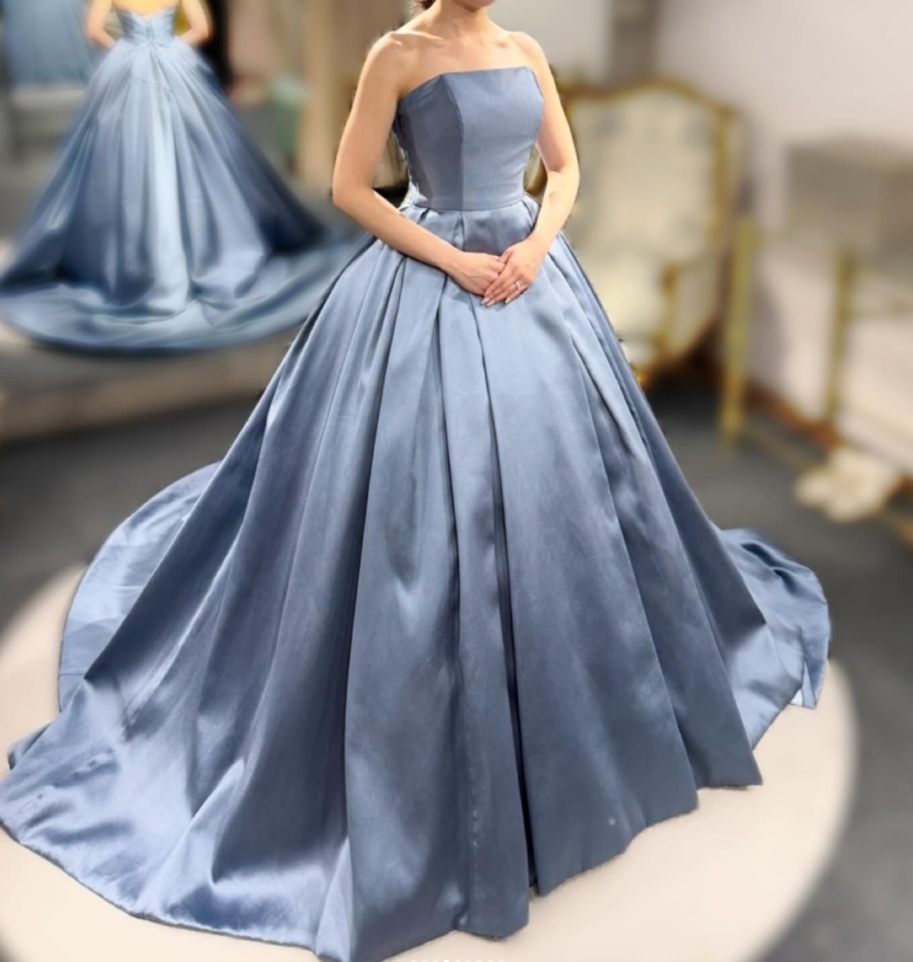 パーティードレス ブラック ベアトップ Aライン お色直し 編み上げ  