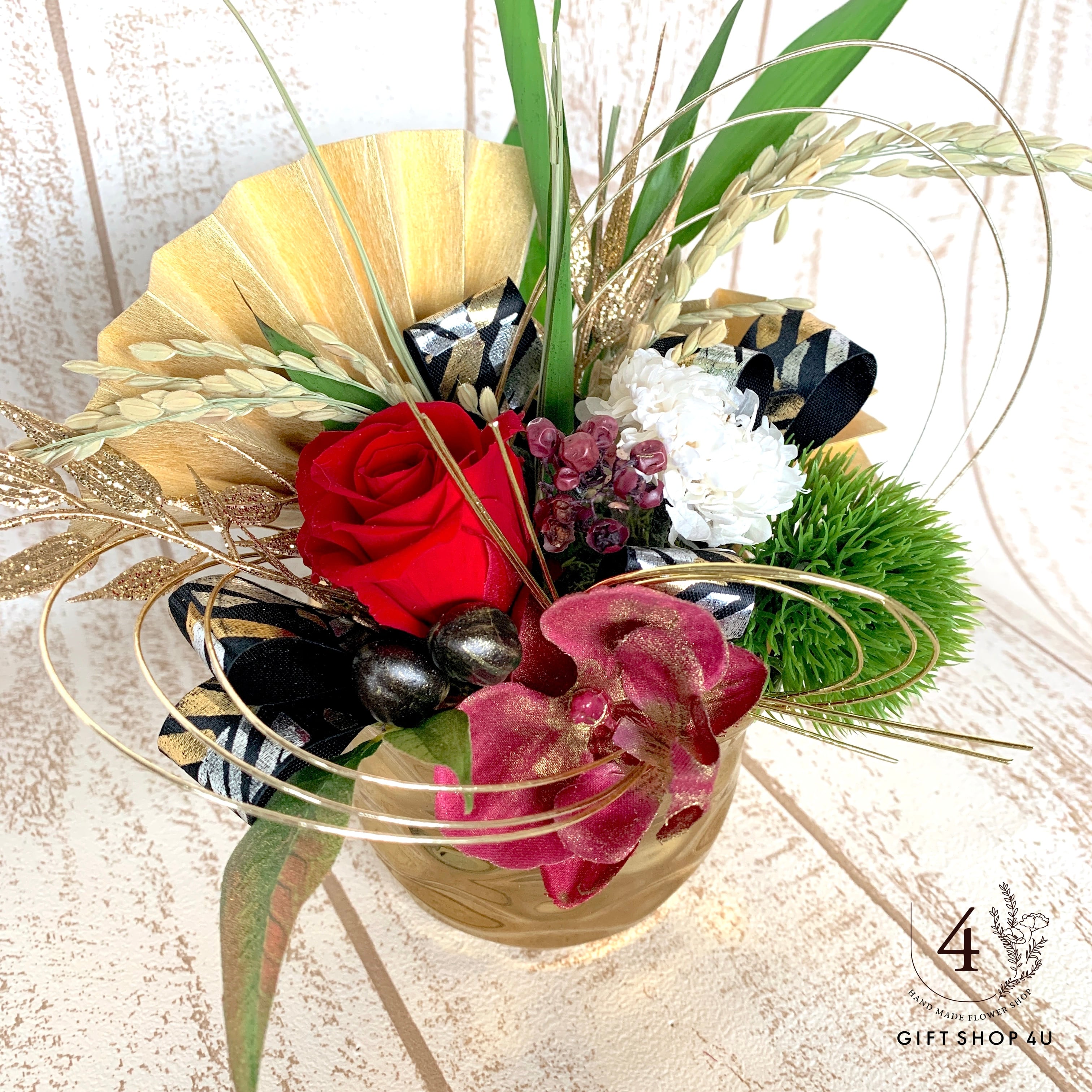 お正月】お正月お飾り✳︎ 豪華なフラワーアレンジメント（ゴールド