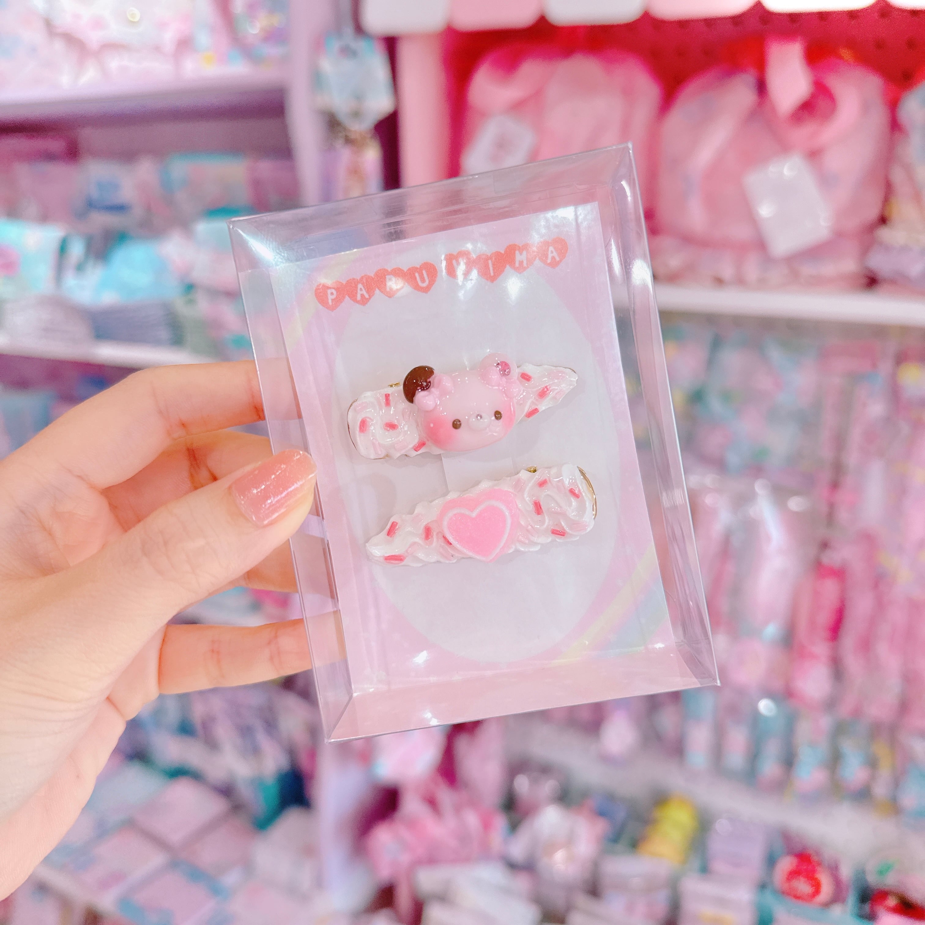 【E9】18-5いちごチョコきらくまヘアクリップ