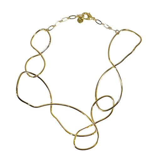 ウェーブ幾何モチーフネックレス【244-0459】