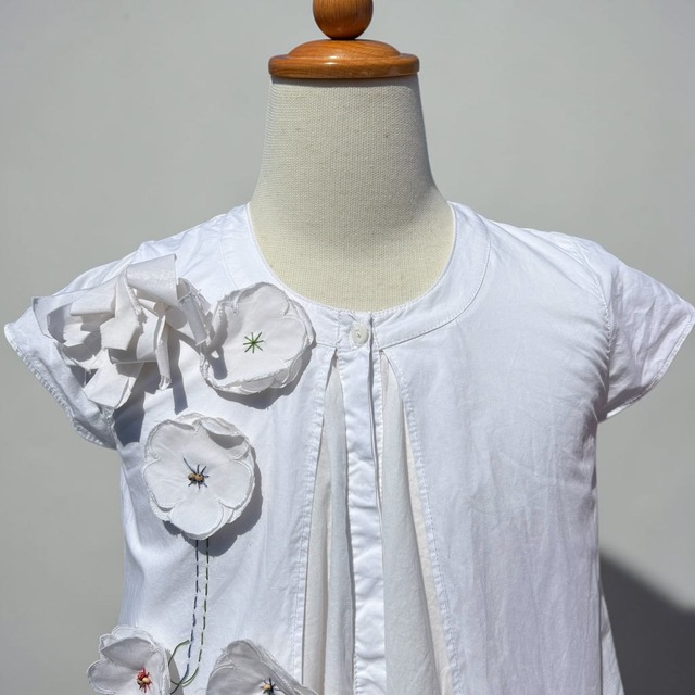 【KIDS】KENZO Junior White Dress with Floral Detail size: 110–120cm（5–7y）