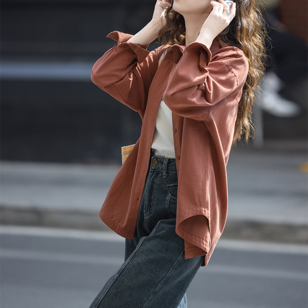 retro orange lapel shirt