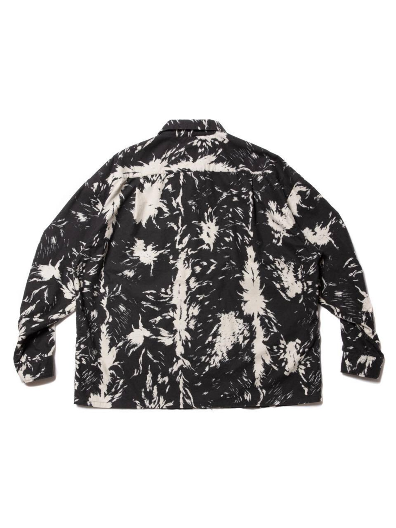 Wolf Print Nel Open Collar Shirt - Coal_Black -