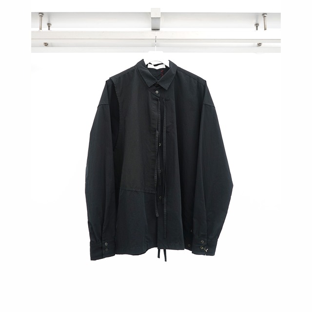 [DUELLUM] (デュエラム) DUE-X-102-SHT LAYERD SHIRT (BLACK×RED STITCH)