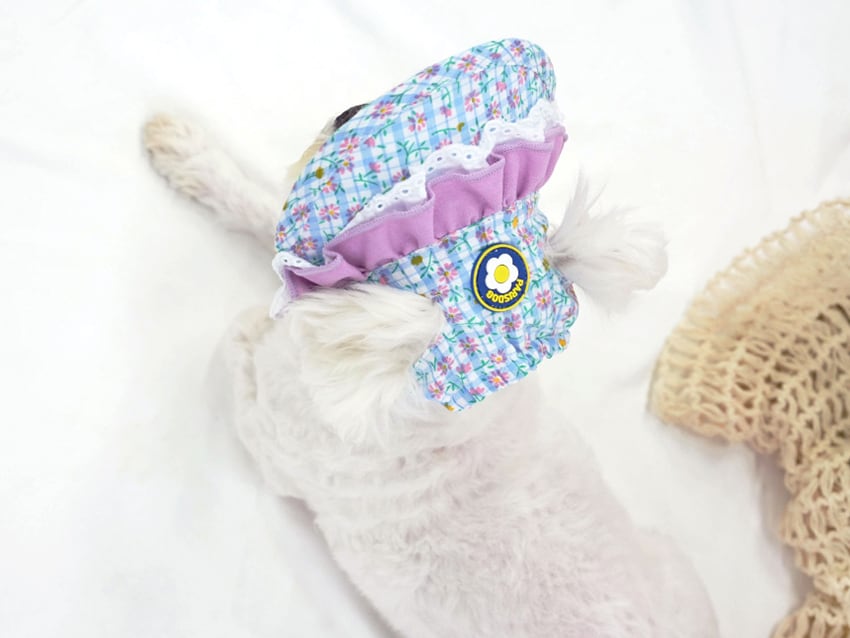 flower suncap / 犬用 帽子 日よけ帽子 サンバイザー 紫外線対策 アクセサリー ドッグウェア ペット用 被り物 キャップハット お揃い お出かけ