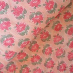 ブロックプリント生地【50cm単位】インド綿  小花柄 コーラルピンク #38676-PK3