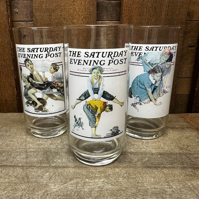「The Saturday Evening Post」× Norman Rockwell ヴィンテージグラス3個セット