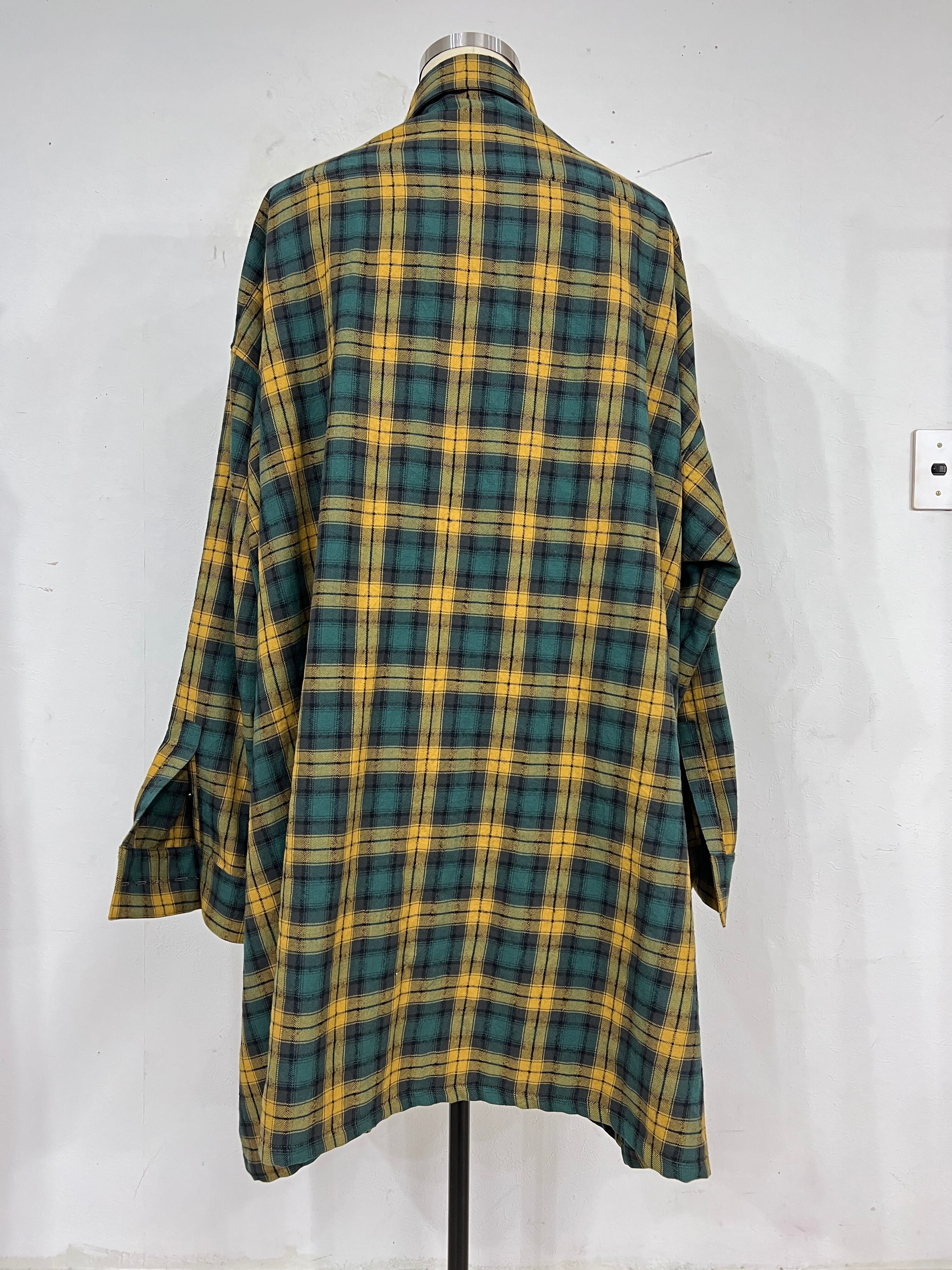 24AW】KIDILL PUNK LETTER SHIRT (GREEN x YELLOW CHECK) KL867