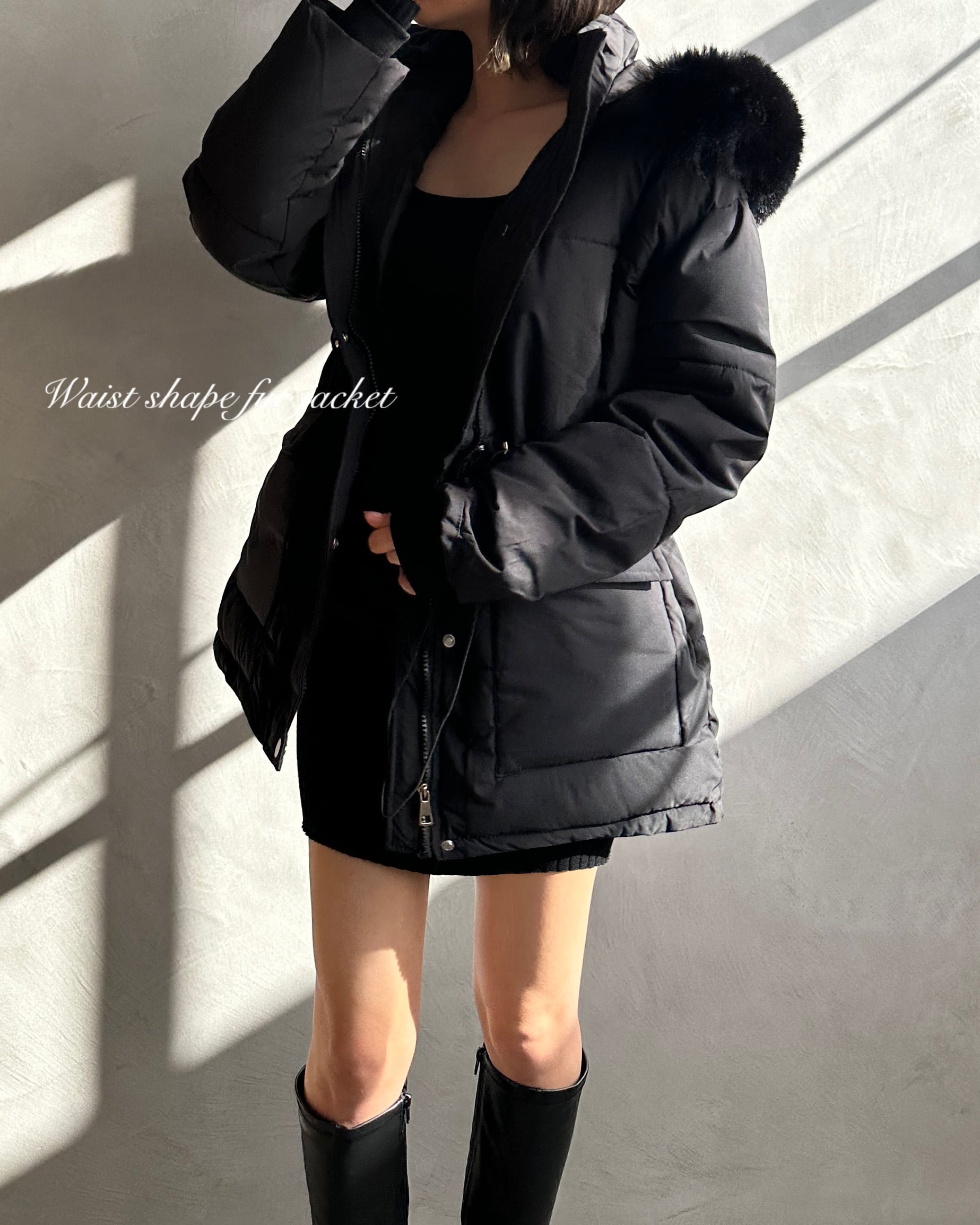 GIENGE Waist shape fur jacket ダウン 即納/再入荷】Waist shape fur jacket【2カラー】 | GIENGE［ジーアング］