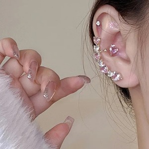 小さなハートビジュー イヤーカフピアス