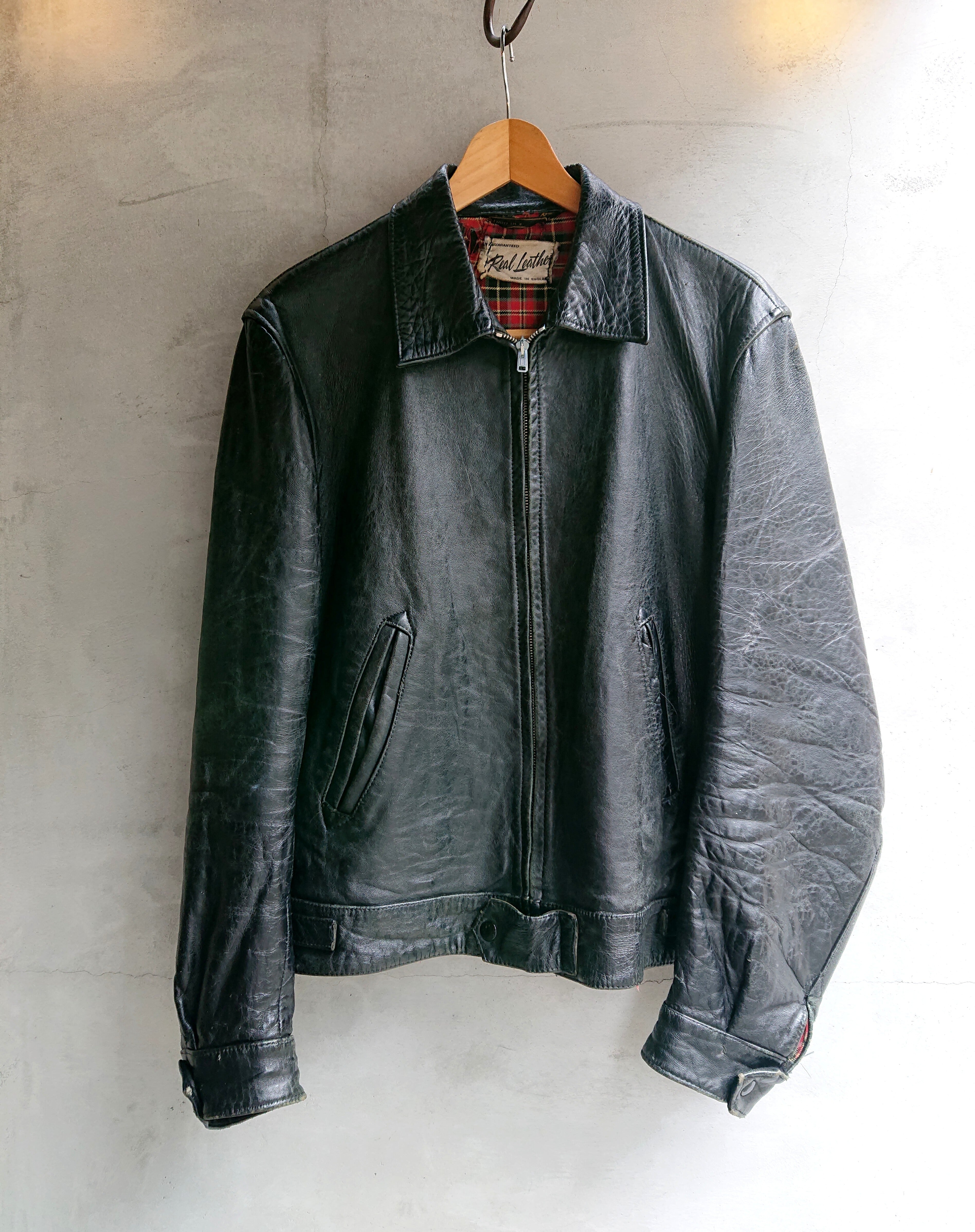 1960~70s "LEATHER MOTORCYCLE JACKET" MADE IN ENGLAND