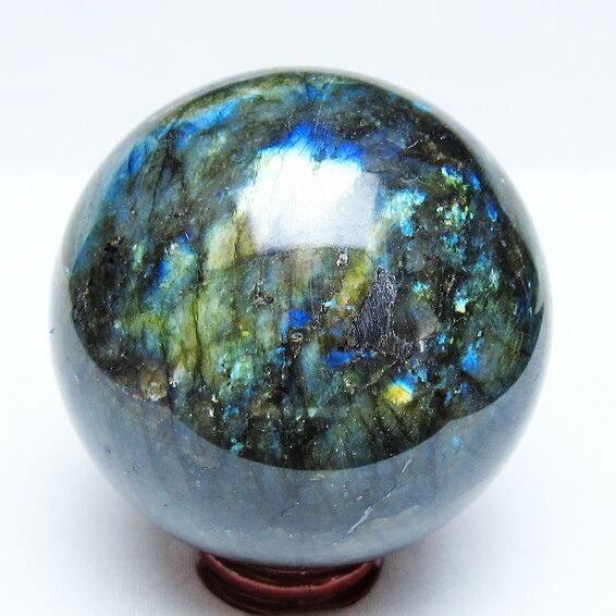 ラブラドライト 丸玉 82mm スフィア 置物 一点物 151-9146