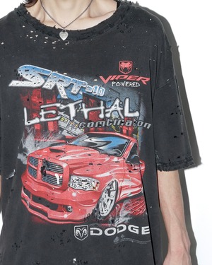 2000's GILDAN ACTIVEWEAR splash & broken fade racing T-shirt