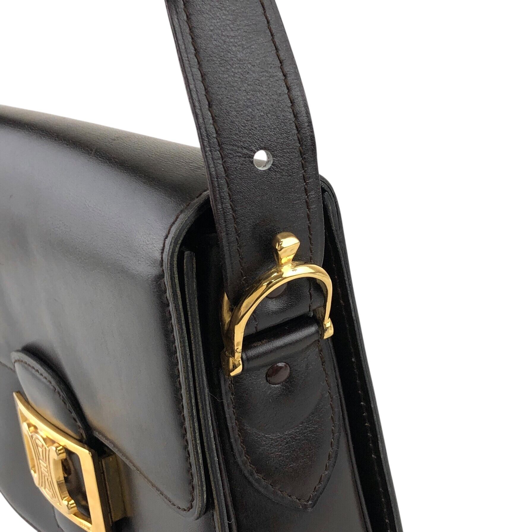 CELINE セリーヌ ショルダーバッグ ダークブラウン トリオンフ レザー