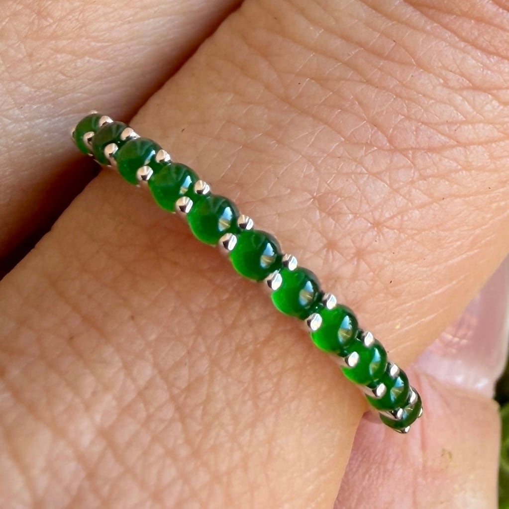 Jade Half Eternity WG Ring RC2510AMW2013006 | Victorian Box