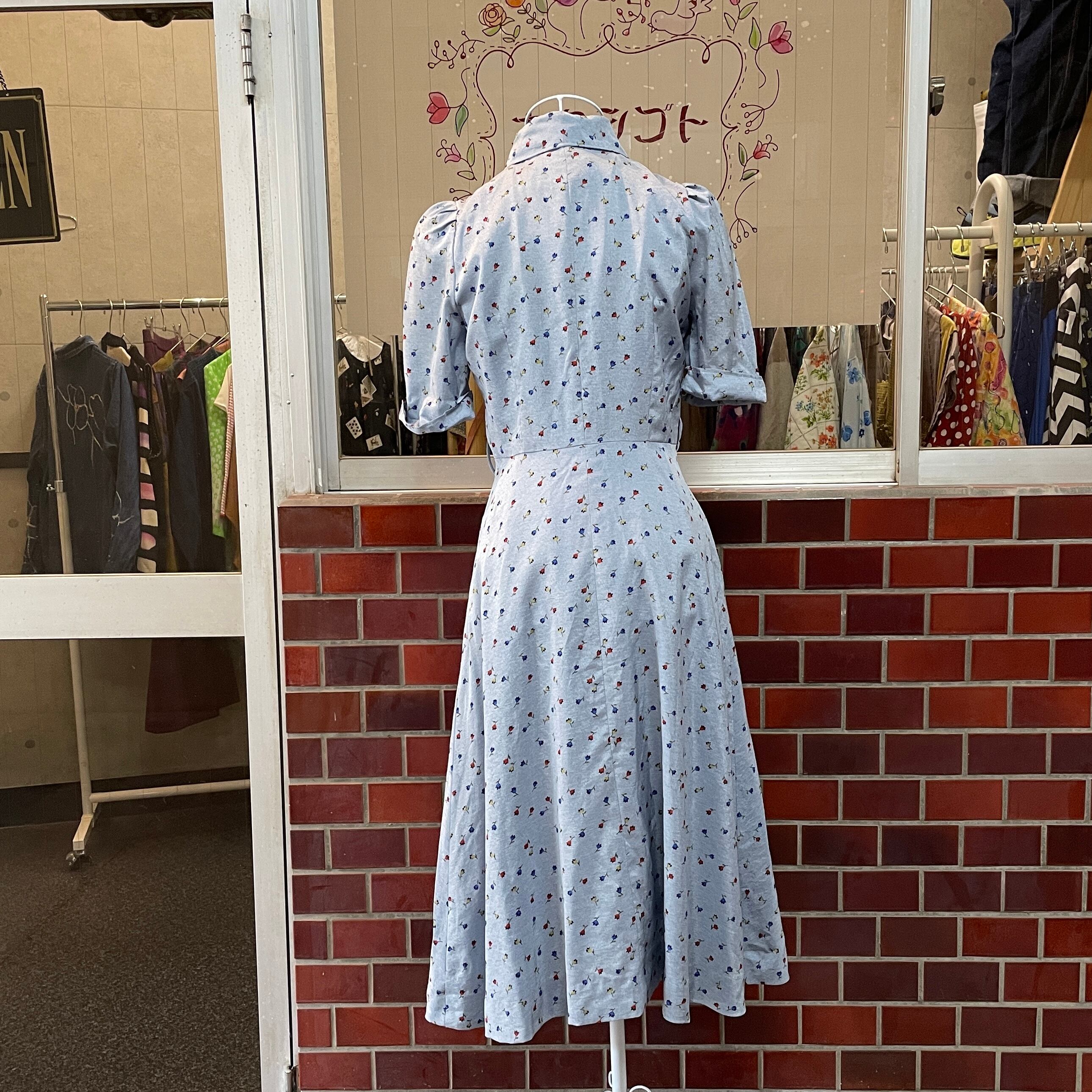 昭和レトロ 花柄 シャツワンピース ヴィンテージ 小花 | カクシゴト