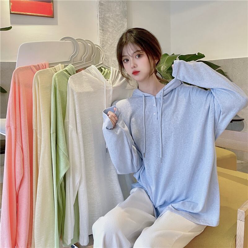 サマースタイルフードルーズ薄手セーター ロング 夏物 YY-ファッション55462074960