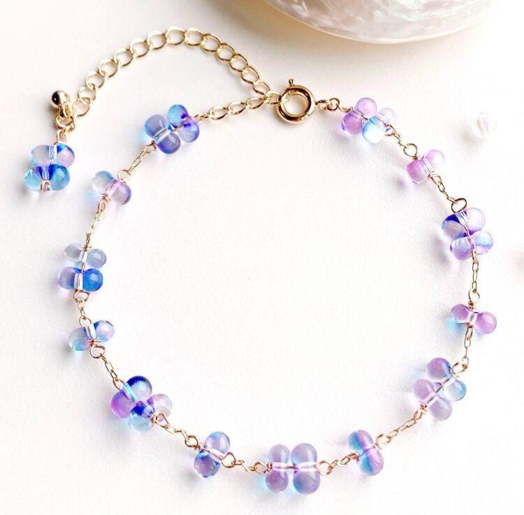 紫陽花カラー ブルーローズクォーツ ブレスレット アクセサリー 