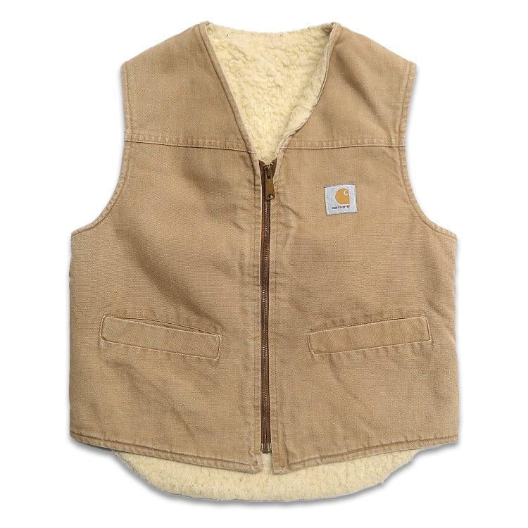 古着 ～90年代 USA製 カーハート Carhartt ダック 裏ボア ベスト 表記
