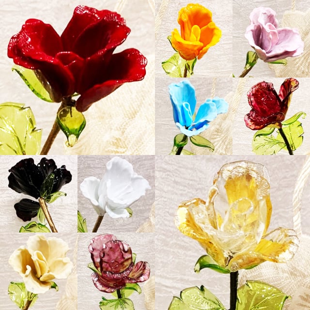 【レア品】Blumarineブティック装飾薔薇ヴェネチアンガラス2個 レア品】Blumarineブティック装飾薔薇ヴェネチアンガラス2個