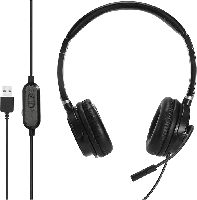 ヘッドセット 有線 マイク付き ノイズキャンセリング USB-A接続 クリア