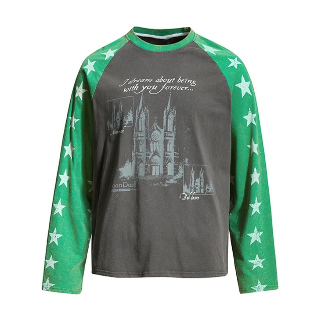 star sleeve castle long tee　スタースリーブキャッスルロングティー　J2177