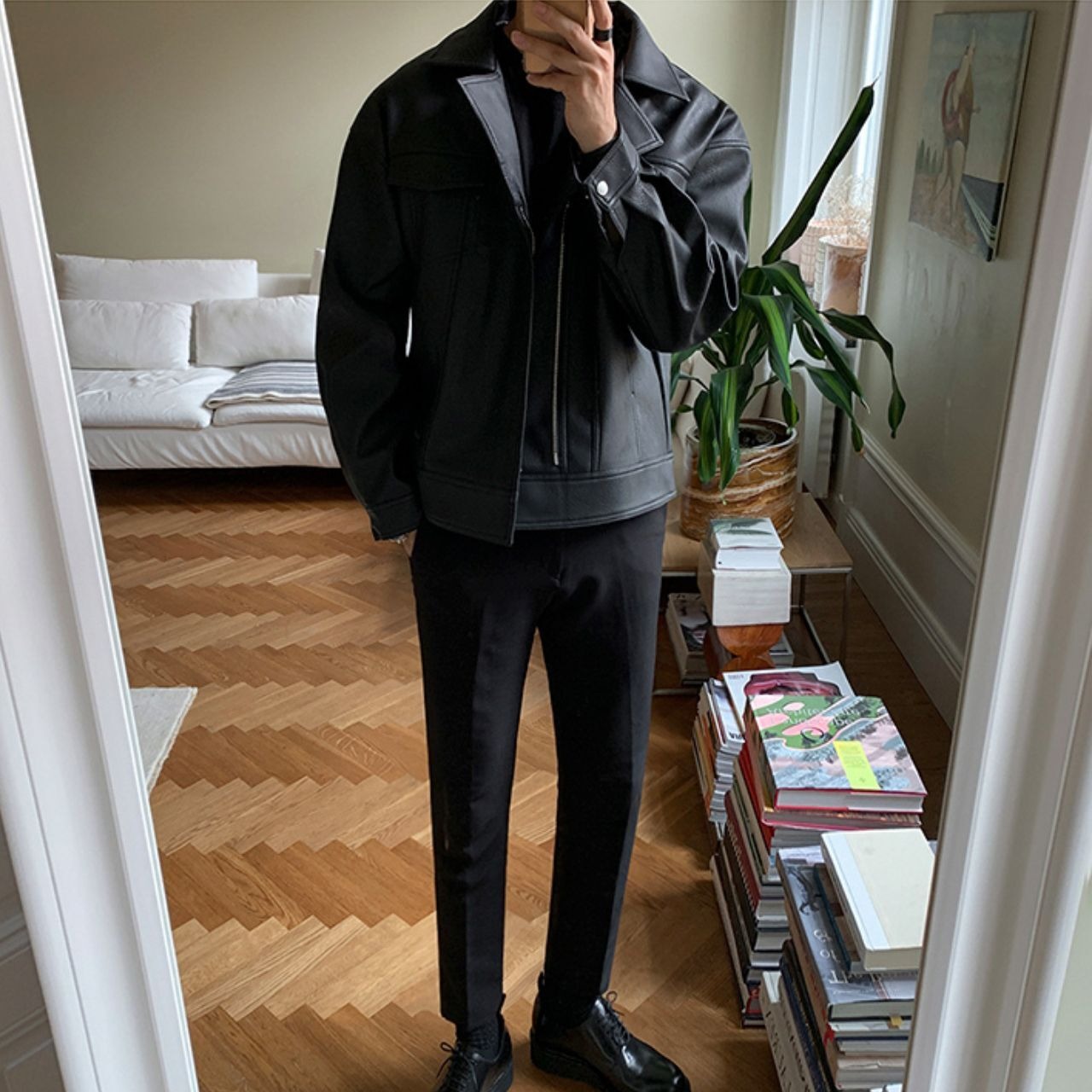 フラップフェイクレザーブルゾン　MT0080400