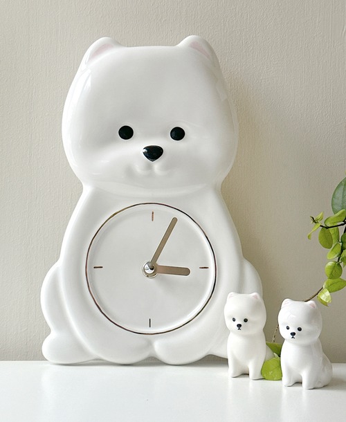 [予約販売] [tteokguk_nuna] Teddy Pome Wall Clock　White