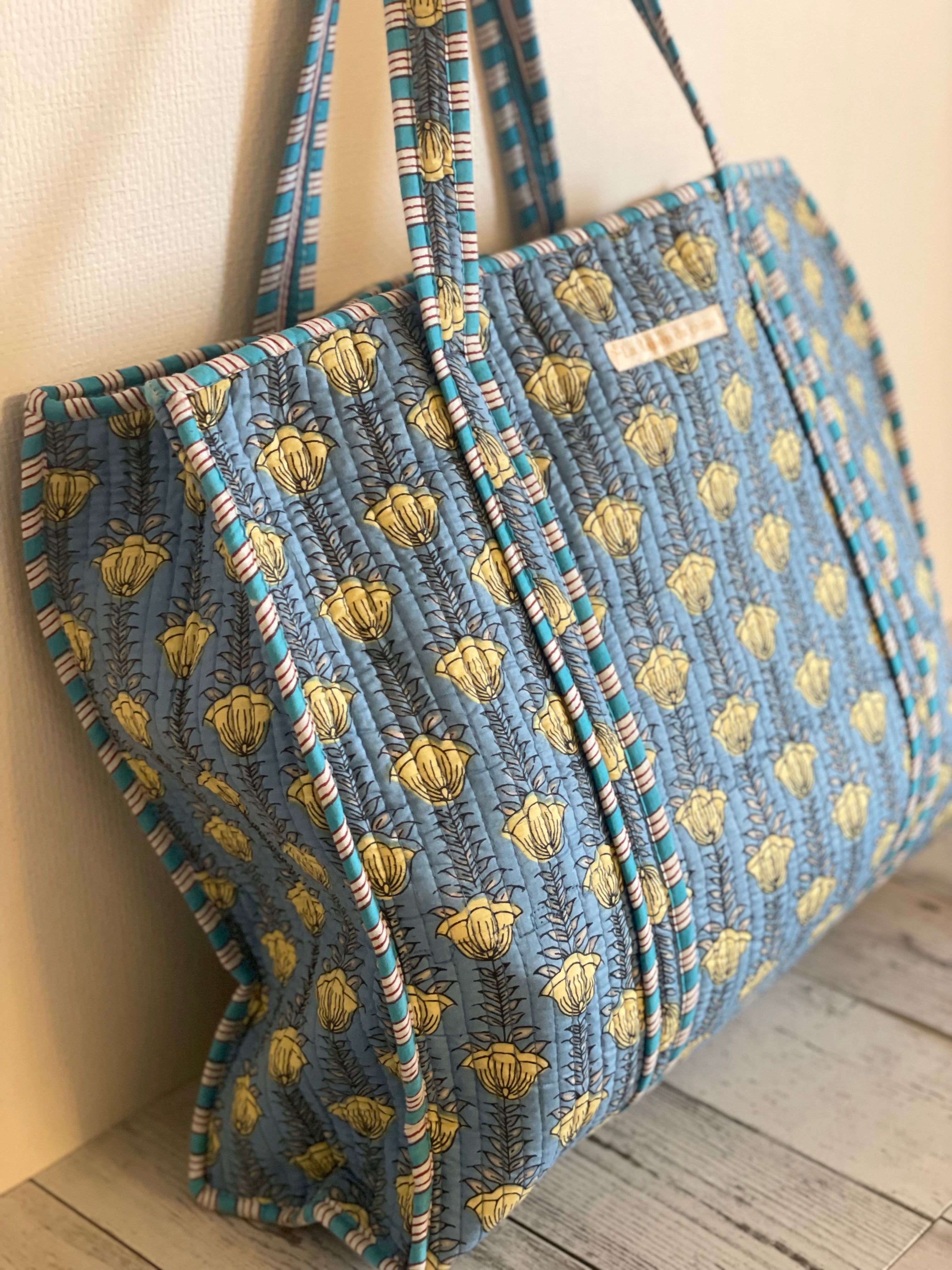 Shop オリジナル】ブロックプリント キルトトートバッグ大 | PAY ID