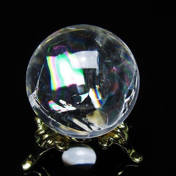 アイリスクォーツ 水晶 丸玉 虹入り 27mm スフィア 置物 水晶玉 一点物 141-7079