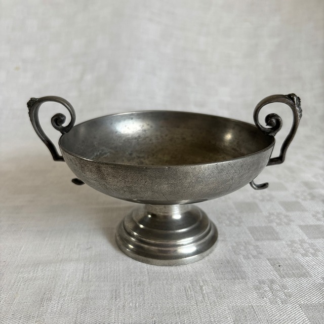 錫ボール　脚付きボール　ピューター　フルーツスタンド　小物入れ　19twh6-3