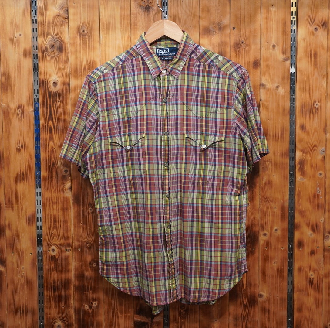 ralphlauren rl western 半袖 シャツ S/ラルフローレン チェック