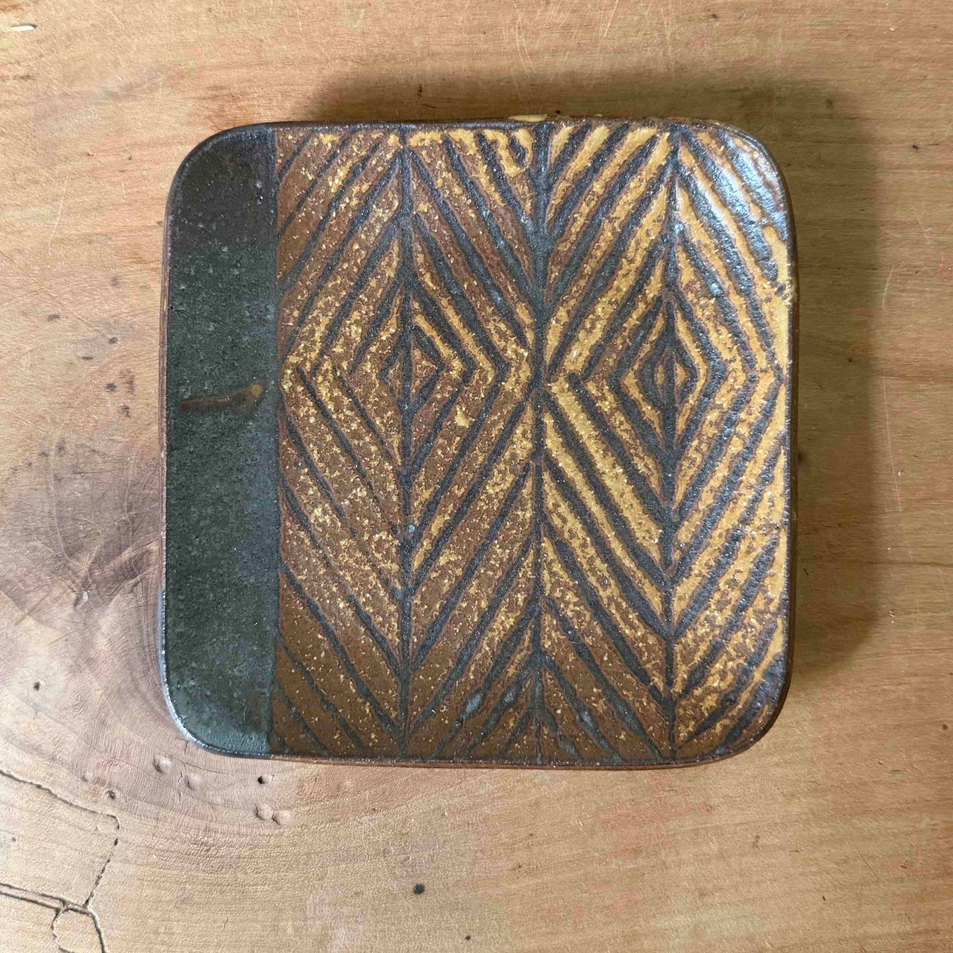 城進 鉄絵角皿 中