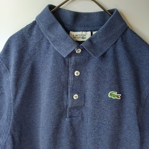 ラコステ　ポロシャツ　半袖　シェルボタン　刺繍ロゴ　ネイビー　USM