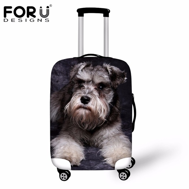 Forudesigns 3dシュナウザー防水荷物カバー保護ダストカバー犬動物旅行スーツケースカバー用18-30インチケース
