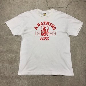 A BATHING APE/Logo print Tee/L/ロゴプリントT/Tシャツ/3連プリント/ホワイト/BAPE/アベイシングエイプ