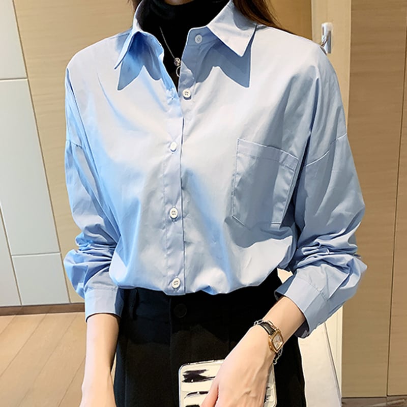 送料無料 長袖ブラウス女性春綿白女性ブラウストップスゆるい