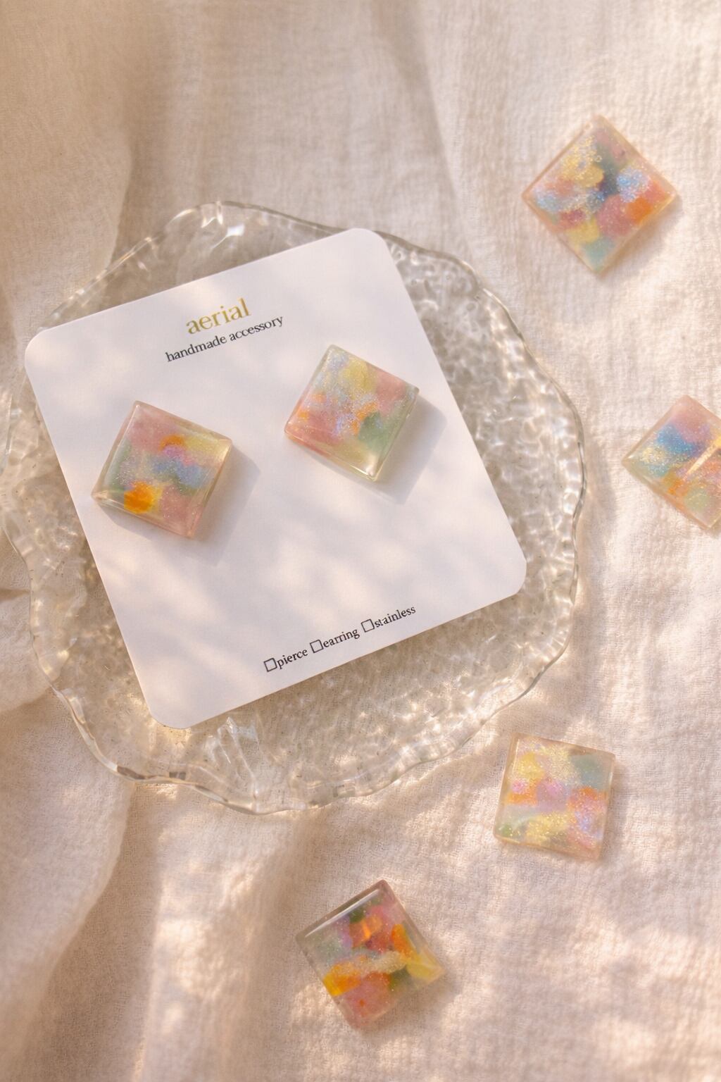 淡花｜ふわり滲む春色ニュアンス ピアス / イヤリング