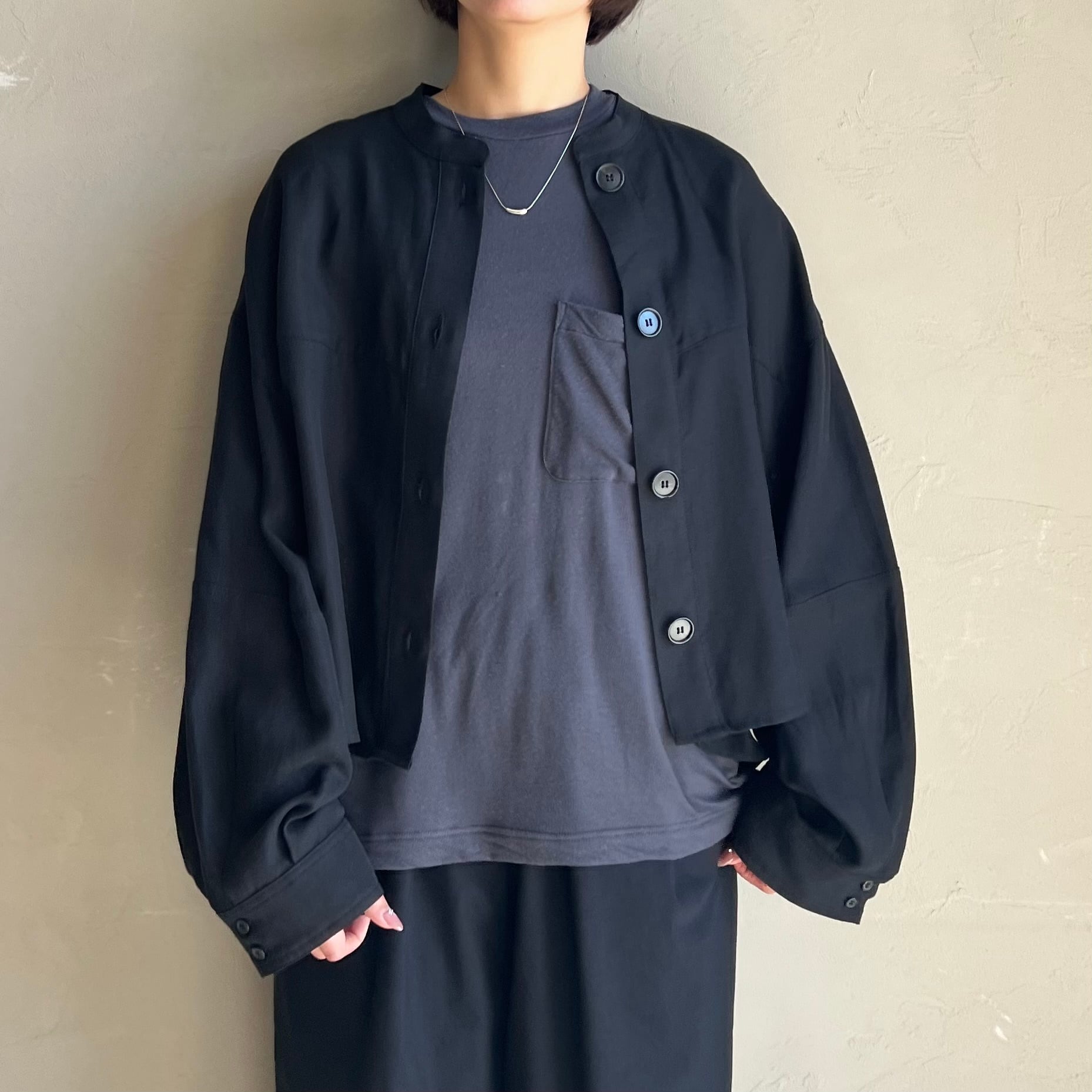 CYAN TOKYO 】2WAYカフスリネンシャツブルゾン BLACK | valance 福井