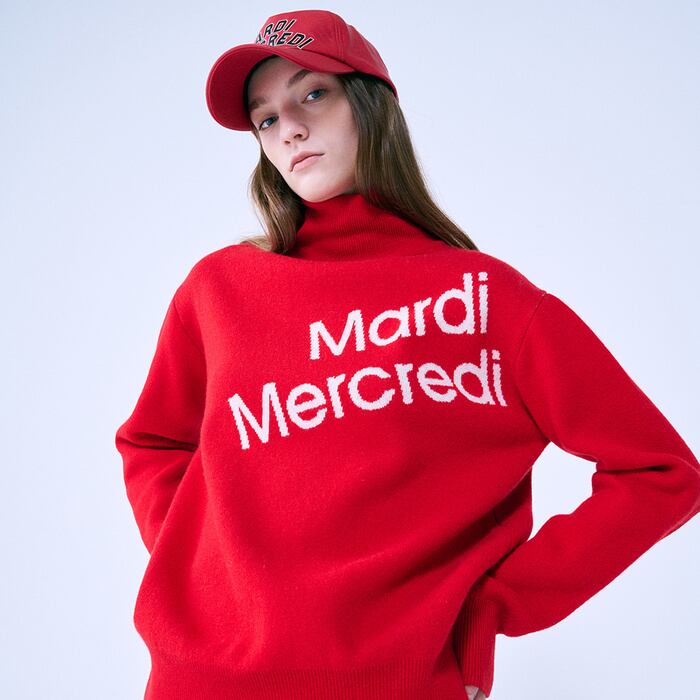 Mardi Mercredi DIAGONAL LOGO TURTLE NECK WBBH6165 マルディメクル