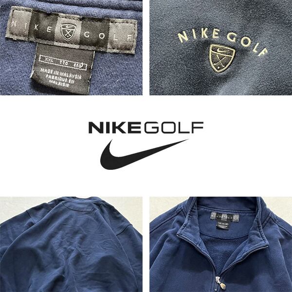 1点物◇ナイキNikeゴルフ紺ハーフジップスウェット古着メンズXXL