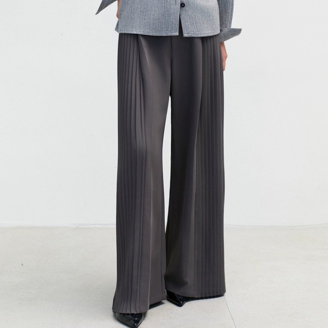 サイドプリーツ切替ワイドパンツ　　1371