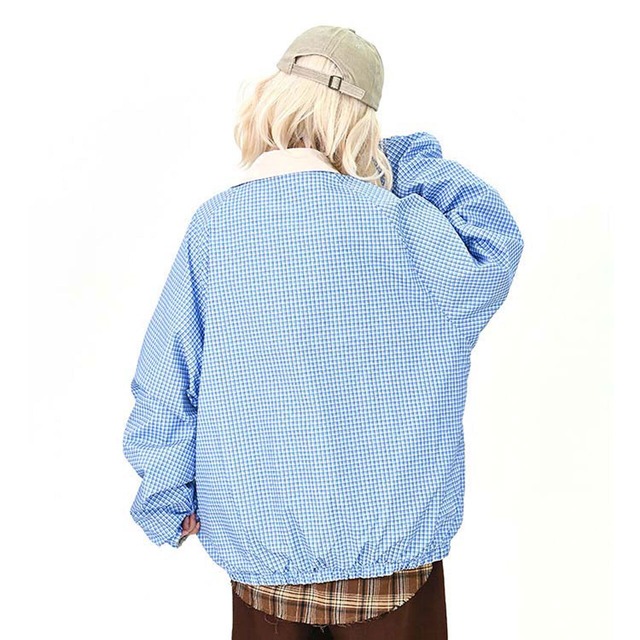 チェックリバーシブルジップブルゾン 2col   R01486