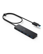 Anker USB3.0 ウルトラスリム 4ポートハブ USB ハブ 60cm ケーブル 5Gbps高速転送 バスパワー 軽量 コンパクト MacBook/iMac/Surface Pro 等 ノートPC 他対応 USBハブ テレワーク リモート 在宅勤務
