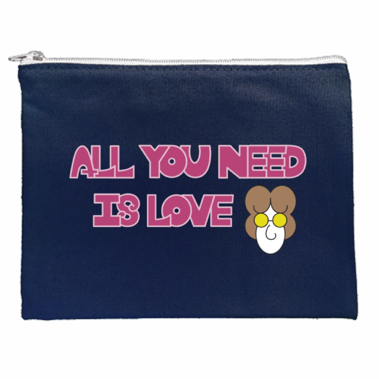 DHD(M)035【キャンパスフラットポーチ（ミッドナイトブルー）　ジョンおじさんⅡ】