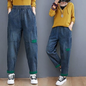 ELASTIC WAIST CARROT DENIM PANTS 1color M-14302