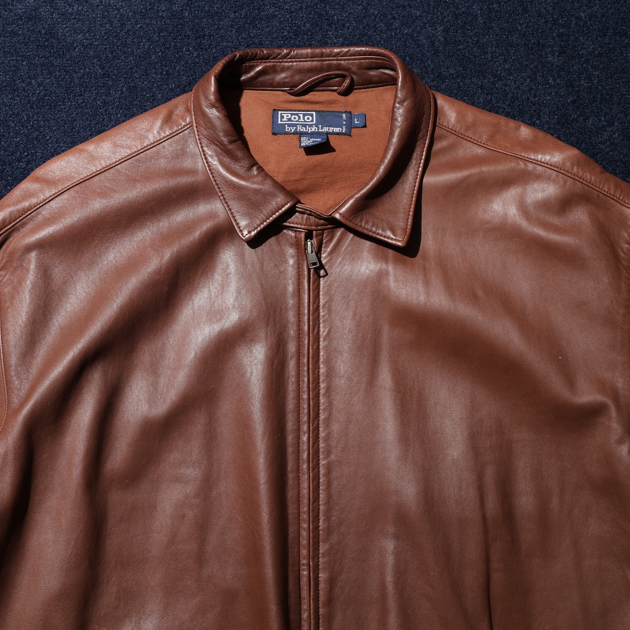 L ポニー無し Polo Ralph Lauren ラムスキン レザージャケット ブルゾン スウィングトップ ドラズラー Lambskin ポロラルフローレン