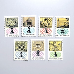 チェスのヴィンテージ切手7枚セット　1974年ハンガリー製　[VT-11]