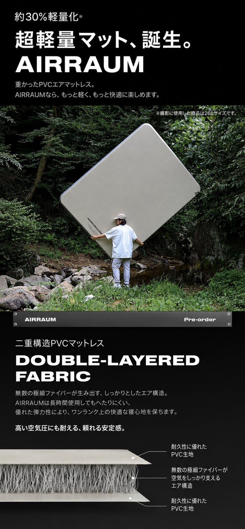 エアーマットレス  アウトドア用品  ２個セット  値下げ 予約価格】AIRRAUM エアマットレス 【190×70×6cm】｜ARBOR OUTDOOR